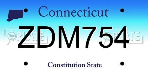 ZDM754 Connecticut License Plate