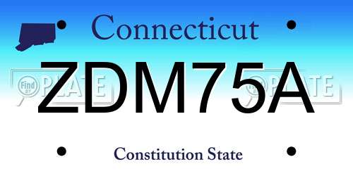 ZDM75A Connecticut License Plate