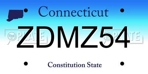 ZDMZ54 Connecticut License Plate