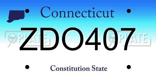 ZDO407 Connecticut License Plate
