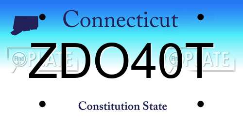 ZDO40T Connecticut License Plate