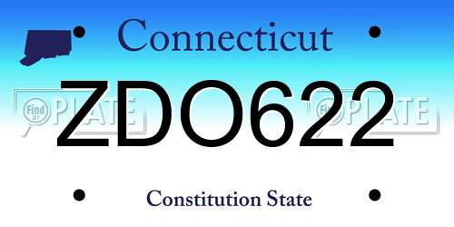 ZDO622 Connecticut License Plate