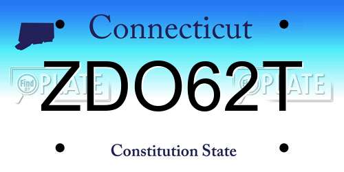 ZDO62T Connecticut License Plate