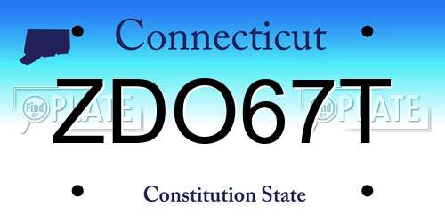 ZDO67T Connecticut License Plate