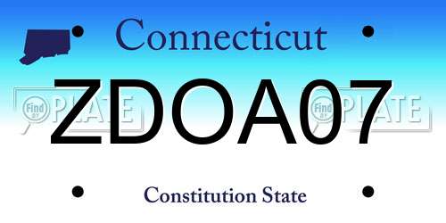 ZDOA07 Connecticut License Plate