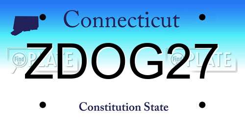 ZDOG27 Connecticut License Plate