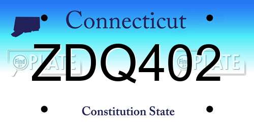 ZDQ402 Connecticut License Plate