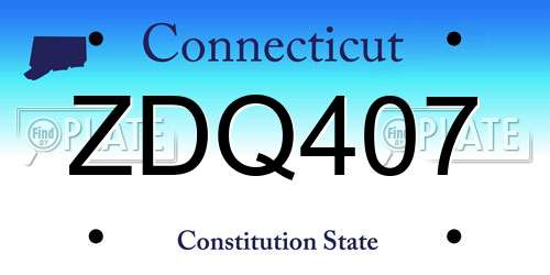 ZDQ407 Connecticut License Plate