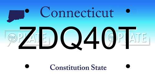 ZDQ40T Connecticut License Plate