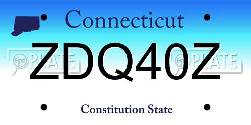 ZDQ40Z Connecticut License Plate