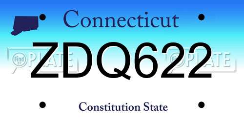 ZDQ622 Connecticut License Plate
