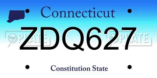 ZDQ627 Connecticut License Plate