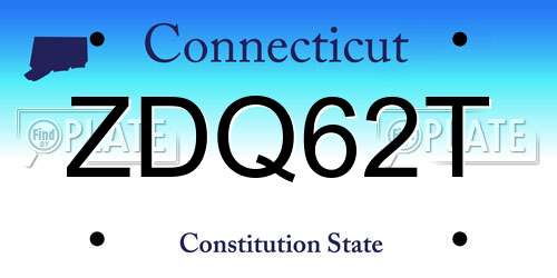 ZDQ62T Connecticut License Plate