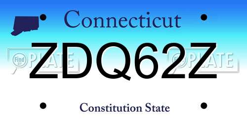ZDQ62Z Connecticut License Plate