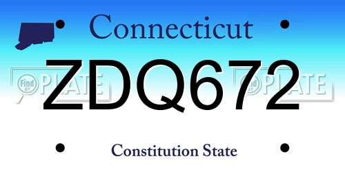 ZDQ672 Connecticut License Plate