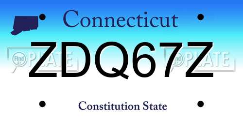 ZDQ67Z Connecticut License Plate