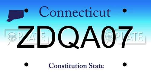 ZDQA07 Connecticut License Plate