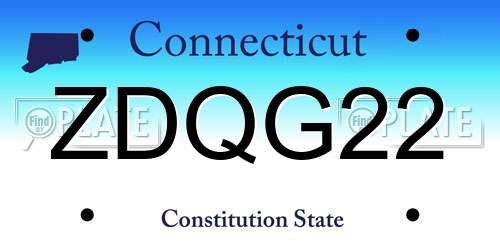 ZDQG22 Connecticut License Plate