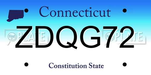 ZDQG72 Connecticut License Plate