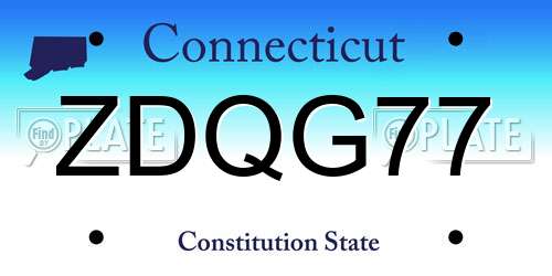 ZDQG77 Connecticut License Plate