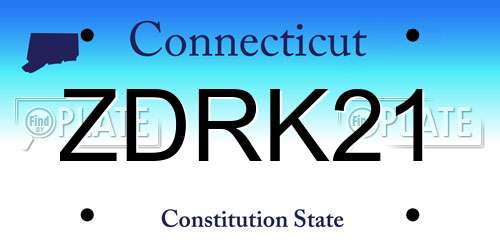 ZDRK21 Connecticut License Plate