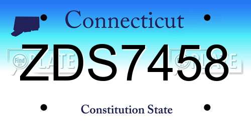 ZDS7458 Connecticut License Plate