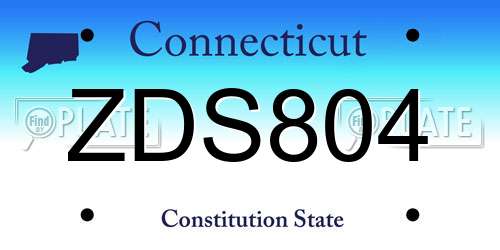 ZDS804 Connecticut License Plate