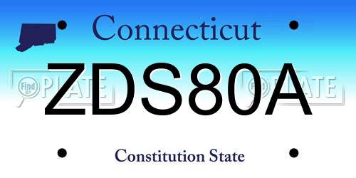 ZDS80A Connecticut License Plate