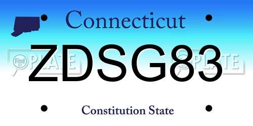ZDSG83 Connecticut License Plate