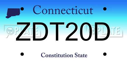ZDT20D Connecticut License Plate