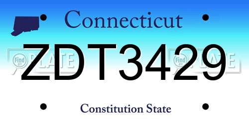 ZDT3429 Connecticut License Plate