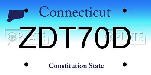 ZDT70D Connecticut License Plate