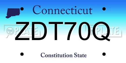 ZDT70Q Connecticut License Plate