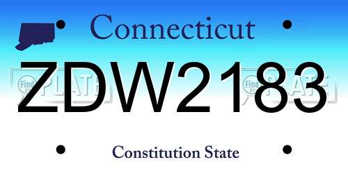 ZDW2183 Connecticut License Plate