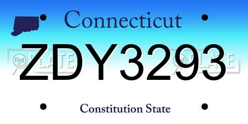 ZDY3293 Connecticut License Plate
