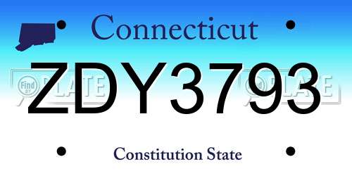 ZDY3793 Connecticut License Plate