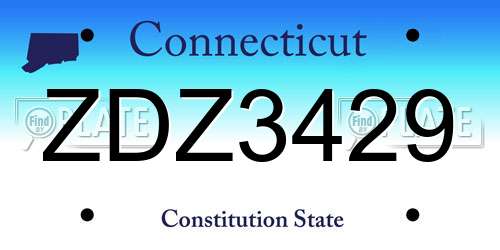ZDZ3429 Connecticut License Plate