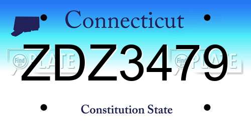 ZDZ3479 Connecticut License Plate