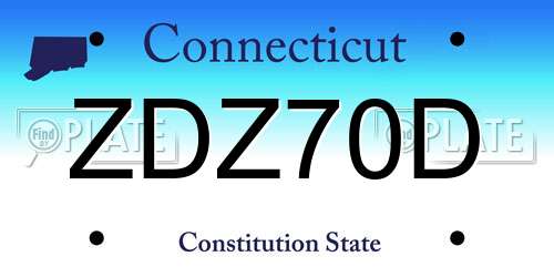 ZDZ70D Connecticut License Plate