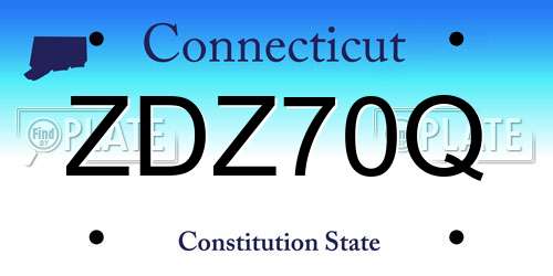 ZDZ70Q Connecticut License Plate
