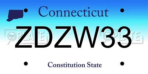 ZDZW33 Connecticut License Plate