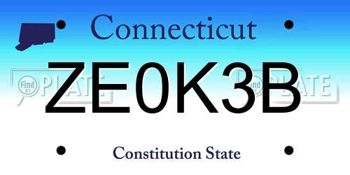 ZE0K3B Connecticut License Plate