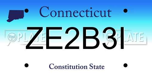 ZE2B3I Connecticut License Plate