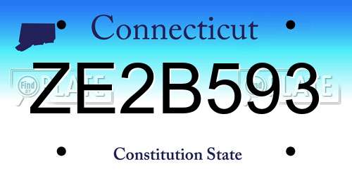 ZE2B593 Connecticut License Plate