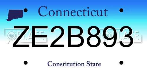 ZE2B893 Connecticut License Plate