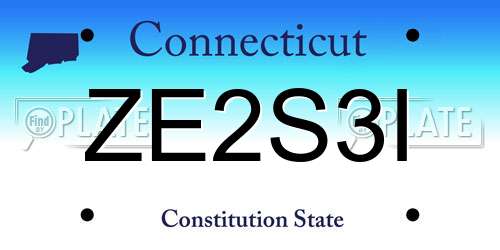 ZE2S3I Connecticut License Plate
