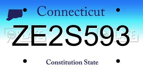 ZE2S593 Connecticut License Plate
