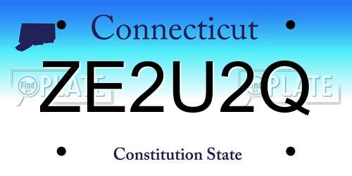 ZE2U2Q Connecticut License Plate