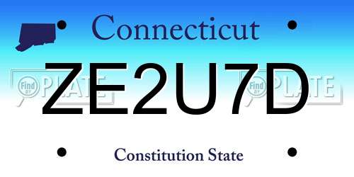 ZE2U7D Connecticut License Plate