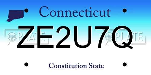 ZE2U7Q Connecticut License Plate